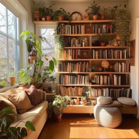 At Home Office Apartment, House Or Apartment, Warm Office Decor, Comfy Interior Design, Earthy Office Decor, Bungalow Living Room Ideas, Cottage Style Interior Design, Cozy Hobby Room, Book Bedroom Aesthetic