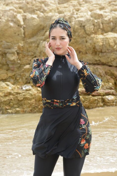 MODEST SWIMWEAR- BLACK PALACE. THE ART OF SWIMING IN CONFORT AND GLAM Modest Swimwear For Women, Full Swimsuit, Swimwear Long Sleeve, Swim Turban, Islamic Swimwear, Swimwear Long, Muslim Swimwear, Swim Leggings, Long Sleeve Swimwear