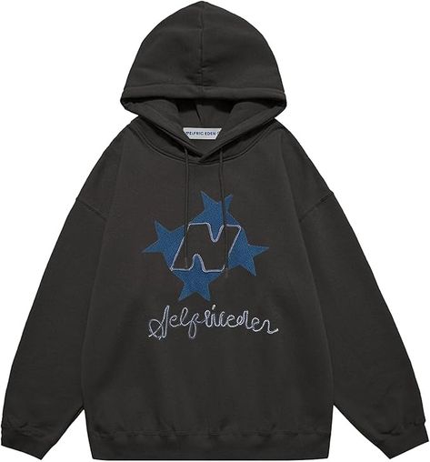 Aelfric Eden Y2k Hoodie Women Graphic Oversized Hoodies Star Embroidered Hoodied Sweatshirt Casual Vintage Pullover Black at Amazon Women’s Clothing store Aelfric Eden, Oversized Hoodies, Women Graphic, Vintage Pullover, Vintage Pullovers, Y2k Hoodie, Hoodie Women, Fashion Toys, Embroidered Sweatshirts