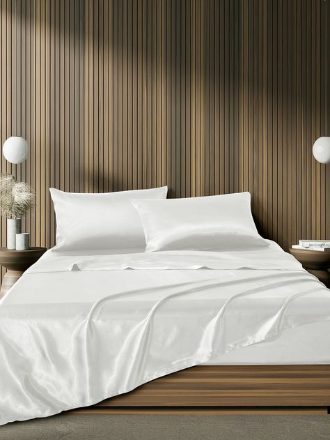 Plain Bedsheets, White Bed Sheet, Satin Sheets, White Plains, Bed Sheet, Flat Sheets, Amazing Products, Sheet Sets, King Size