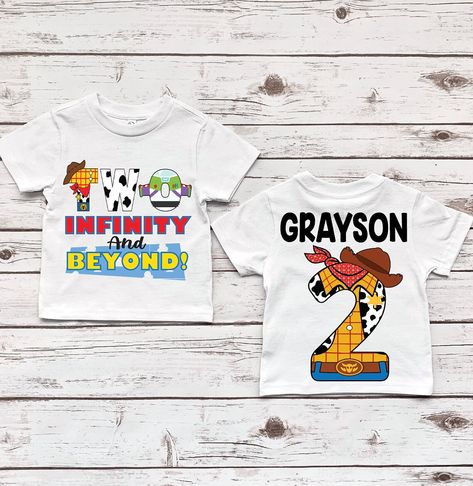 Buzz Birthday, Woody Birthday, Birthday Boy Shirts, Toy Story Birthday, Toy Story Party, Sister Shirts, To Infinity And Beyond, Custom Birthday, Birthday Shirt