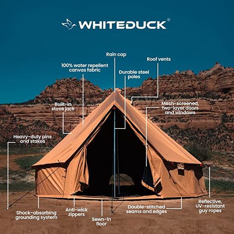 Amazon.com : WHITEDUCK Regatta Canvas Bell Tent- w/Stove Jack, Waterproof, 4 Season Luxury Outdoor Camping and Glamping Yurt Tent : Sports & Outdoors Scottish Festival, Canvas Bell Tent, Yurt Tent, Rain Cap, Sandstone Color, Tent Stove, Tent Awning, Canvas Tent, Roof Vents