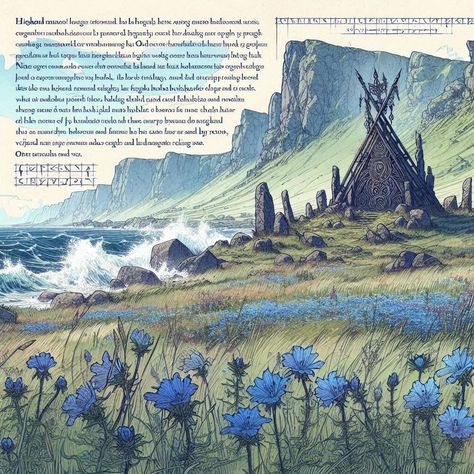 Page 141 - 144: "Life on Windswept Highlands" #aiart #aiartwork #aiartcommunity #aisketch #aiconceptart #fantasy #fantasylandscape #fantasybuilding #beastiary #fieldguide #highland #humankind #mankind Invisible Cities, Life Map, Scene Art, Fantasy Places, Fantasy Map, Fantasy Concept Art, Field Guide, Instagram Page, Art Studies