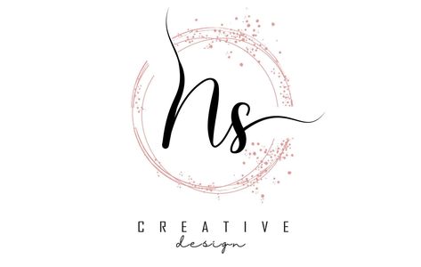 Handwritten NS N S letter logo with sparkling circles with pink glitter. Ns Logo Design Letters, Ns Logo Design, Ns Logo, N Logo Design, S Letter Logo, S Letter, Types Of Lettering, Letter Logo Design, Abayas Fashion