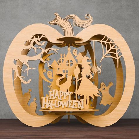 Halloween Haunted House Mansion Laser Cut File SVG For Glowforge, Halloween 3D Pumpkin Glowforge SVG Laser cut files #lasercutfiles laser cut files svg #lasercutfilessvg laser cut 3d files #lasercut3dfiles pattern #pattern  patterns #patterns templates #templates 7.33 Halloween Puzzles, 3d Pumpkin, House Mansion, Cut Cat, Halloween Haunted House, Laser Cut Wood Crafts, Halloween 3d, Halloween Lanterns, Laser Cut Patterns