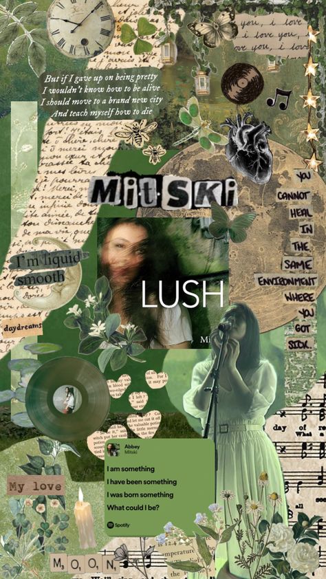 Lush by Mitski #wallpaper #mitski #mitskishuffle #mitskicollage #mitskimylove #lush #lushmitski #lushalbum #green #greenaesthetic #quotes #music #nature #vibes #books #fyp #fypshuffle #xyzcba #greenwallpaper Lush Mitski, Quotes Music, Music Nature, Nature Vibes, New City, Green Wallpaper, Green Aesthetic, Lush, Phone Wallpaper