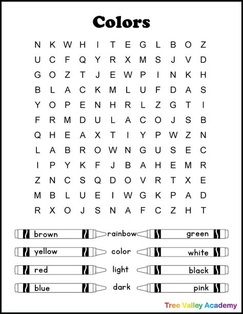 Free printable color word search best for early elementary students. 12 hidden color words for kids to find and circle. It doesn't matter if you spell it color or colour there's 2 versions of the puzzle, each with one of the spellings. The words are at a 2nd grade spelling level. Pdf includes answer page. Easy Math Worksheets, Word Puzzles For Kids, Easy Word Search, 2nd Grade Spelling, Color Words, Alphabet Recognition, English Activities For Kids, Spelling Worksheets, Christmas Worksheets