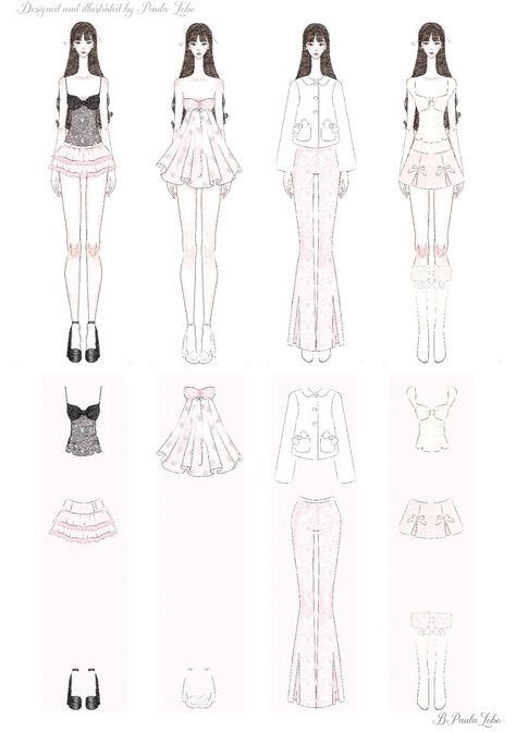 Coquette Portfolio, Coquette Sketches, Outfits Templates, Coquette Doodles, Coquette Collage, Night Kiss, Coquette Design, Blue Coquette, Outfit Coquette