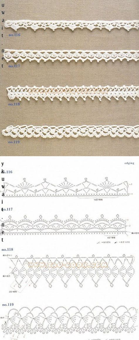 #_Crochet Edgings and diagrams. Choker Patterns, Crochet Edging Pattern, Háčkované Lemy, Confection Au Crochet, Crochet Geek, Crochet Edging Patterns, Bunny Crochet, Crochet Lace Edging, Crochet Lace Pattern