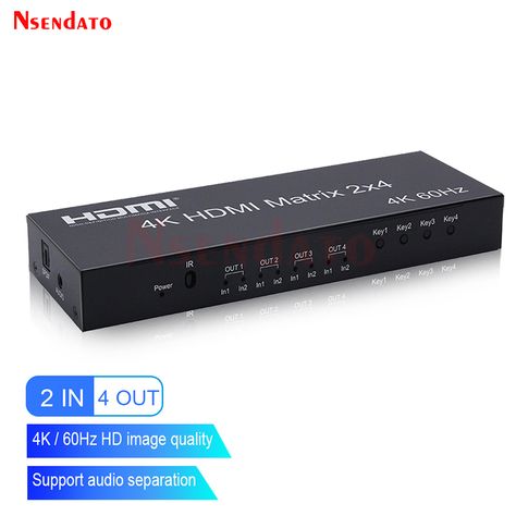 Divisor 4k HDMI Matrix 2x4 4K 60Hz 2 en 4 Out HDMI Splitter Switcher Audio Extractor AUX SPDIF Scale