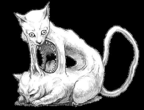 What the hell is this? Creepy Cat, Creepy Drawings, Creepy Tattoos, Arte Inspo, Scary Art, Creepy Art, Weird Art, Sketchbook Art Inspiration, Cool Art Drawings