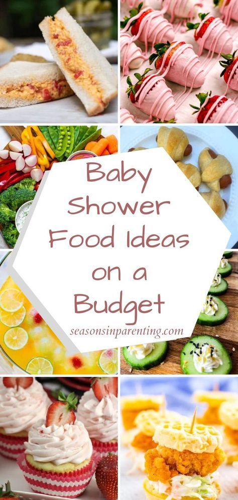 Looking for ways to save money while planning a baby shower? Find delicious baby shower recipes that are easy to make and won't blow your budget! Baby Shower Cookout Ideas, Babyshower Finger Foods, Baby Shower Foods On A Budget, Large Baby Shower Food Ideas, Cute Baby Shower Food Ideas, Baby Shower Snack Ideas Finger Foods, Easy Baby Shower Finger Food Ideas, Jungle Themed Baby Shower Food, Food For Baby Shower Ideas Appetizers