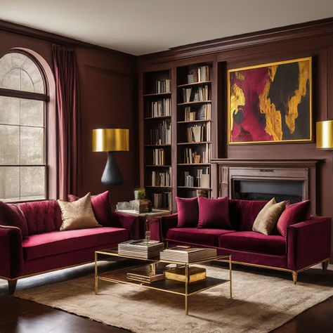 If you’re looking for a bold color that’s also warm and inviting, look no further than burgundy. Moody Burgundy Living Room, Burgundy Sofa Living Room Color Schemes, Red Sofa Living Room Ideas, Burgundy Couch Living Room, Southwestern Living Room Ideas, Red Sofa Living Room, Colourful Room, Coastal Chic Living Room, Green Sofa Living