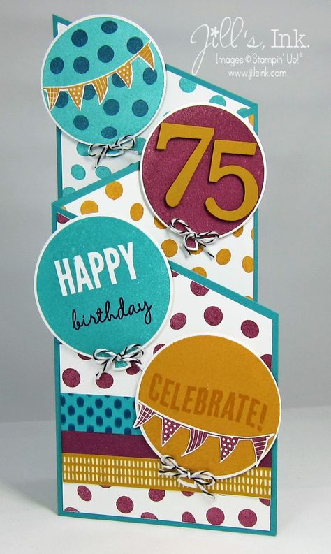 Celebrate Today 75th Birthday Card 003 75th Birthday Card, 50th Birthday Gag Gifts, Bike Card, Happy 75th Birthday, Special Birthday Cards, Slimline Cards, Diy Xmas Gifts, 75th Birthday, Step Cards