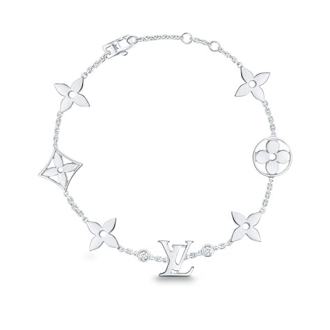 View 2 - IDYLLE BLOSSOM MONOGRAM BRACELET, WHITE GOLD AND DIAMONDS in Women's Jewellery and Timepieces Fine Jewellery collections by Louis Vuitton Louis Vuitton Necklace, Bracelet White Gold, Louis Vuitton Bracelet, Monogram Bracelet, Expensive Jewelry Luxury, Louis Vuitton Jewelry, Luxe Jewelry, Silver Jewelry Design, Louis Vuitton Official