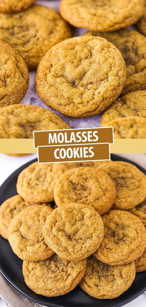 You have to try these supremely Soft and Chewy Molasses Cookies. They're full of cozy molasses flavor and they're great for making ahead of time! #cookies #molassescookies #cookierecipes #christmascookies #easycookies #easycookierecipes #cookieideas #bestcookierecipes Forgotten Cookies Recipe, Life Love And Sugar, Forgotten Cookies, Chewy Molasses Cookies, Molasses Cookies Recipe, Soft Cookie Recipe, Cookie Crunch, Easy Christmas Cookie Recipes, Ginger Molasses Cookies