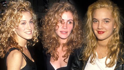 Julia Roberts Natural Hair, Drew Barrymore Curly Hair, Sarah Jessica Parker Curly Hair, Meg Ryan Curly Hair, Julia Roberts Curls, Sara Jessica Parker Hair Curly, Julia Roberts Style 90s Curly Hair, Julia Roberts Hair Curly, Julia Roberts Hair 90s