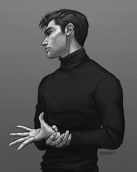 Turtleneck Aesthetic, Neck Drawing, Turtle Neck Men, Black Turtle Neck, Grad Student, Book Enthusiast, Black Turtleneck, Commissions Open, Black Men