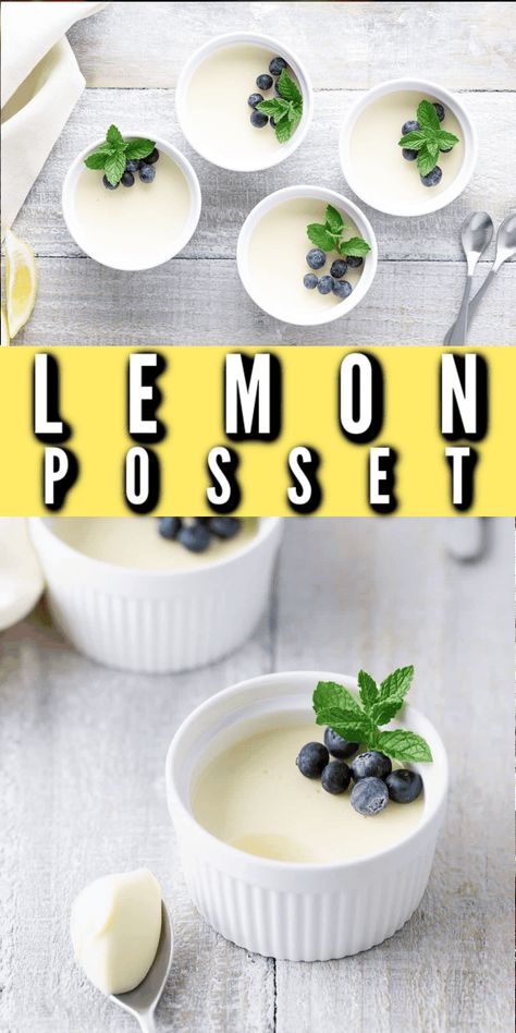 Sparklingly lemony and bright, this lemon posset recipe is naturally gluten- and egg-free and you don't even have to bake it! Silky smooth, creamy, and so refreshing! Posset Recipe Desserts, Ponderosa Lemon Recipes, Myer Lemon Recipes, Lemon Ideas, Lemon Posset Recipe, Lemon Recipes Healthy, Posset Recipe, Lemon Posset, Cookie Crisp