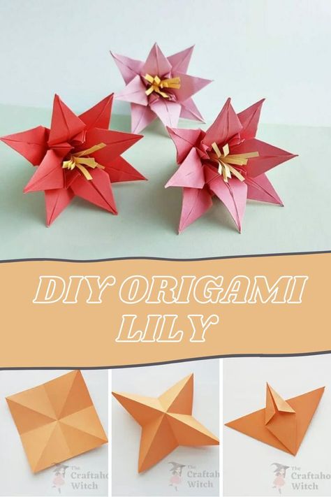 Origami Instructions Flower, Origami Lily Tutorial, Cool Origami Step By Step Easy, Origami Tutorial Easy Step By Step, Small Origami Flowers, Oragami Ideas Cute Flower, How To Make Origami Flowers, Paper Origami Step By Step, Origami Flowers Easy Step By Step