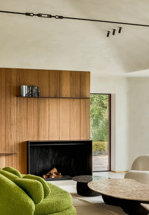 Curved Wall Fireplace, L Shaped Fireplace, Angled Fireplace, Curved Walls, Corner Fireplace, Fireplace Ideas, Fireplace Wall, Fireplace Design, Modern Outdoor