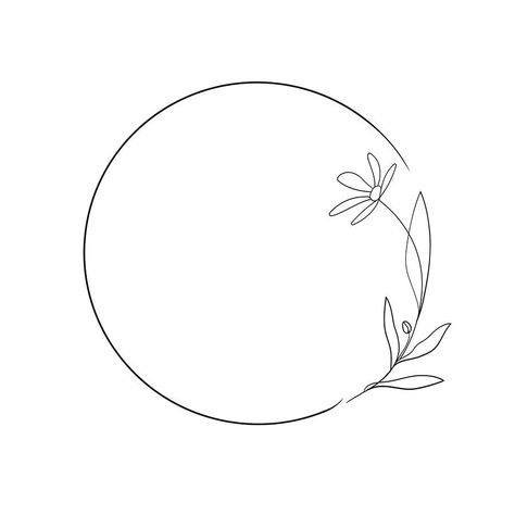 Circle Floral Frame, Floral Wreath Illustration, Flower Wreath Svg, Beginner Drawing Lessons, Circle Svg, Frame Circle, Ink Doodles, Wreath Illustration, Circle Tattoos