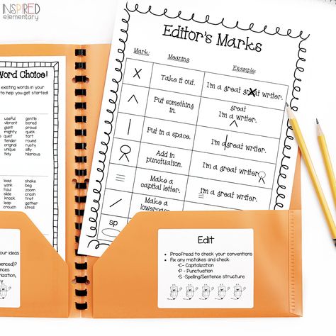 Writers Workshop Folders, Editing Marks, Writing Organization, Stages Of Writing, Writing Folders, Writing Portfolio, Writer's Workshop, Writer Workshop, Writing Workshop