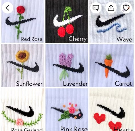 Cute Nike Socks, Sock Embroidery, Nike Airforce1, Embroidered Socks, Clothes Embroidery Diy, Clothes Embroidery, Trendy Socks, Diy Socks, Cute Nike Outfits