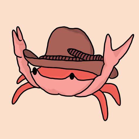 Crab With Cowboy Hat, Worm With Cowboy Hat Tattoo, Frog In Cowboy Hat Drawing, Animals With Cowboy Hats Drawing, Shark With Cowboy Hat Tattoo, Cowboy Cartoon Aesthetic, Animal In Clothes Drawing, Cowboy Shrimp Tattoo, Minimalist Cowboy Hat Tattoo