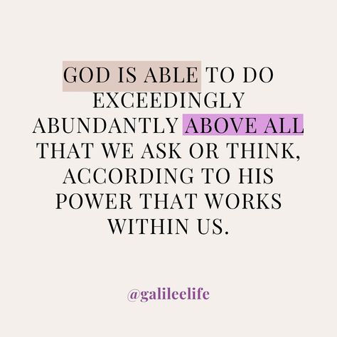 God is able to accomplish far beyond what we can imagine or request. His power is not limited by our understanding or expectations. When we trust in God’s ability, we open ourselves to His limitless possibilities. As Ephesians 3:20 says, “Now to him who is able to do immeasurably more than all we ask or imagine, according to his power that is at work within us.” This verse reminds us that God’s power is at work within us, enabling us to achieve things that exceed our own capabilities. Trustin... God Is Able, Immeasurably More, Ephesians 3 20, Scripture Writing Plans, Scripture Writing, Writing Plan, Trust In God, Scripture Quotes, Trust God