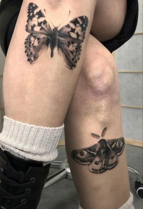 Pretty Poison, Unique Butterfly Tattoos, Funky Tattoos, Small Butterfly Tattoo, Unique Butterfly, Moth Tattoo, Butterfly Tattoos, Poke Tattoo, Knee Tattoo