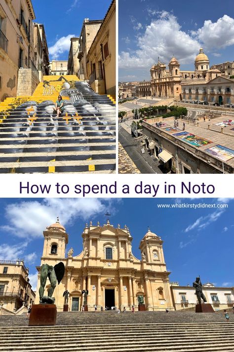 Noto is a beautiful Baroque city in Sicily and definitely worth visiting for the day if you're in Catania or Syracuse! Baroque Cathedral, Noto Sicily, Syracuse Sicily, Catania Sicily, 3 Days Trip, San Domenico, San Carlo, Germany And Italy, Weekend Breaks