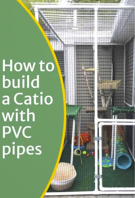 How to Build a Catio with PVC Pipes - Payhip Pvc Catio, Outside Cat Enclosure, Catio Plans, Diy Cat Enclosure, Cat Playground Outdoor, Outdoor Enclosure, Chat Diy, Cat Patio, Outdoor Cat Enclosure