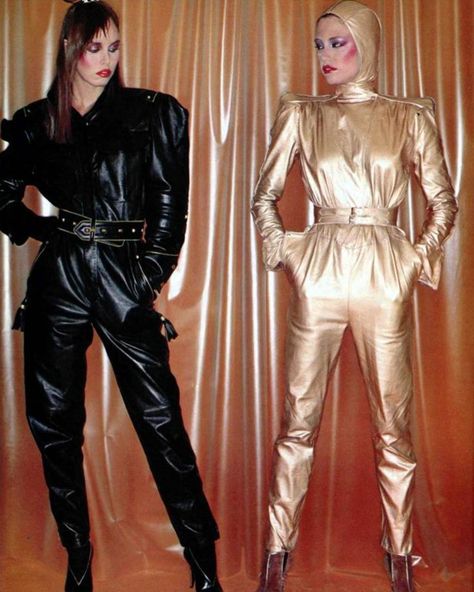 Disco Lemonade, Azzedine Alaïa, Claude Montana, 1980's Fashion, Leather Jumpsuit, 70’s Fashion, Jumpsuit Men, 1980s Fashion, Thierry Mugler