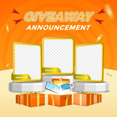 Winners Poster, Winner Poster, Giveaway Announcement, Winner Announcement, Giveaway Winner, Shopping Coupons, Contact Lenses, Poster Template, Premium Vector