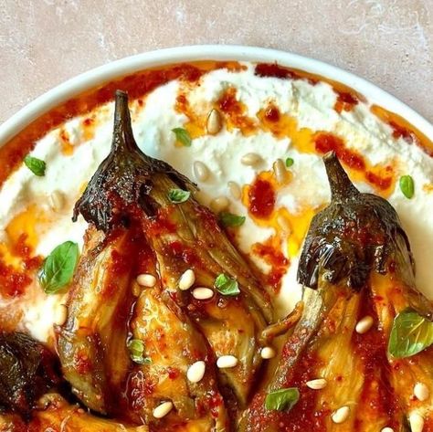 Ottolenghi Aubergine, Burnt Aubergine, Aubergine Recipe, Pan Recipe, Yotam Ottolenghi, Griddle Pan, Feta, Link In Bio, Diet