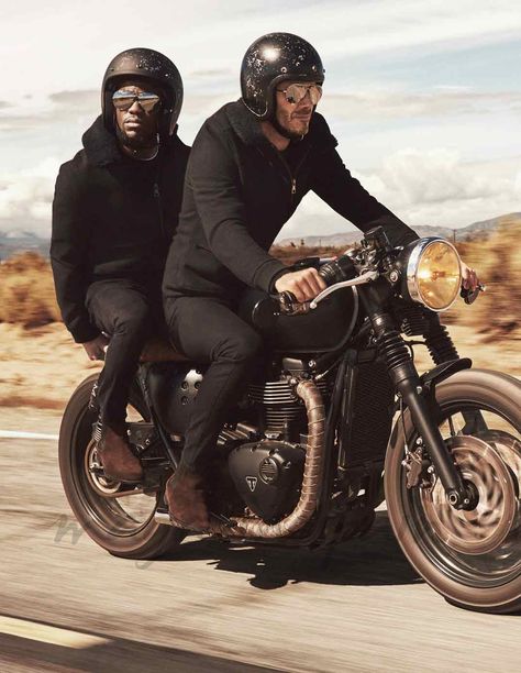 David Beckham nos adelanta la moda masculina para el otoño Triumph Street Twin, Triumph Cafe Racer, Triumph Bikes, Triumph Thruxton, Cafe Racer Style, Cafe Racing, Cafe Racer Bikes, Kevin Hart, Cafe Racer Motorcycle