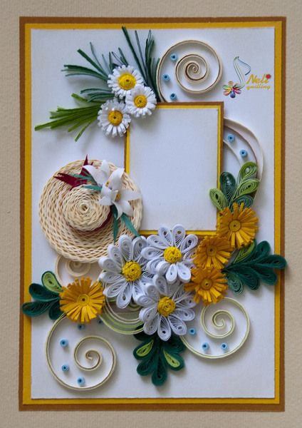 Greeting Card by Neli Quilling. Would also look great as a picture frame. Neli Quilling, Arte Quilling, Paper Quilling Flowers, Paper Quilling Cards, Origami And Quilling, Quilling Work, Idee Cricut, Desain Quilling, Quilling 3d