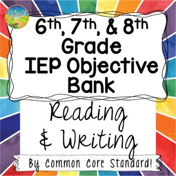 Middle School IEP Goal Objective Bank for Reading and Writing Special Education Organization, Reading And Writing Skills, Middle School Special Education, School Speech Therapy, Iep Goals, Special Needs Students, Middle School Reading, Learning Support, Organization Skills