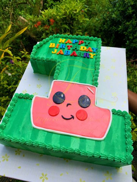 Cocomelon Number Cake, Coco Melon 1st Birthday Cake, Coco Melon Cake, Cocomelon Number 2 Cake Design, Coco Melon Cake Ideas, Cocomelon Cake Square, Cocomelon Cake Non Fondant, Coconelon Boy Cake, Number 1 Cake