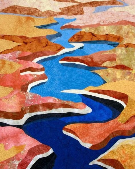 Studio Art Quilt Associates (@saqaart) • Instagram photos and videos River Quilt, Antelope Canyon Quilt Pattern, Grand Canyon Quilt, River Scraps Quilt, Sunset Wave Art Quilt Quilt Pattern, Antelope Canyon Quilt, Glen Canyon Dam, Sandstone Wall, Glen Canyon