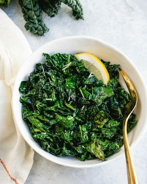 Best Ever Sauteed Kale (Big Flavor!) – A Couple Cooks Kale Recipes Sauteed, Easy Kale Recipes, Frozen Kale, Roasted Eggplant Pasta, Kale Recipes Healthy, Kale Chips Baked, How To Cook Kale, Sauteed Kale, Vegetarian Cookbook