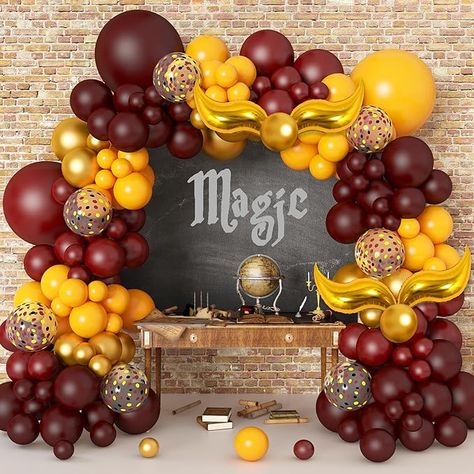 Harry Potter Balloons, Harry Potter Motto Party, Harry Potter Halloween Decorations, Baby Harry Potter, Harry Potter Theme Birthday, Cumpleaños Harry Potter, Harry Potter Bday, Black And Gold Balloons, Harry Potter Baby Shower