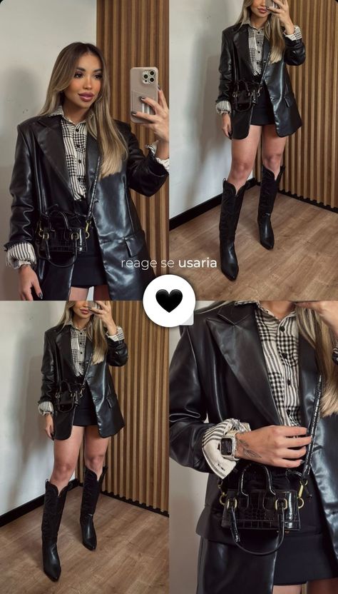 Blazer With Cowgirl Boots, Outfit Bota Vaquera, Outfit Con Cowboy Boots, Casino Outfits Women, Outfit Botas Vaqueras, Ootd Vaquero, Black Cowgirl Boots Outfit, Cowboy Outfits For Women, Botas Outfit