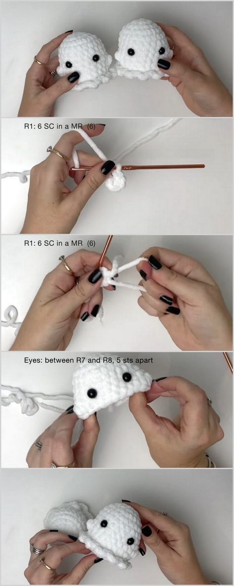 Discover easy Crochet Ghost Patterns for beginners. Create charming and spooky ghosts with simple instructions. Perfect for Halloween fun! How To Make A Crochet Ghost, Beginner Crochet Ghost, Free Mini Ghost Crochet Pattern, Ghost Plush Crochet Pattern Free, How To Crochet Halloween, Easy Ghost Crochet Pattern Free, Easy Spooky Crochet, Ghost And Pumpkin Crochet, Crochet Tiny Ghost