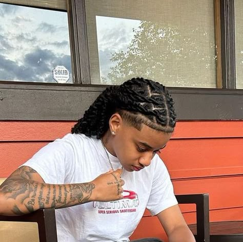 Twist To Locs, Stud Locs Hairstyles, Stud Hair Styles, Locs On Studs, Locs Stud, Studs Hairstyles Braids, Stud Dreads, Barrel Braids On Locs Men, Stud Braid Hairstyles