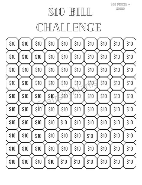 10 Dollar Challenge Savings Plan, 10 Dollar Challenge, 1000 Dollar Savings Plan, $10 Challenge Savings, 1000 Savings Challenge Printable Free, 10 Savings Challenge, Budget Challenge Saving Money, 1000 Dollar Savings Challenge, Savings Challenge Monthly Free Printable