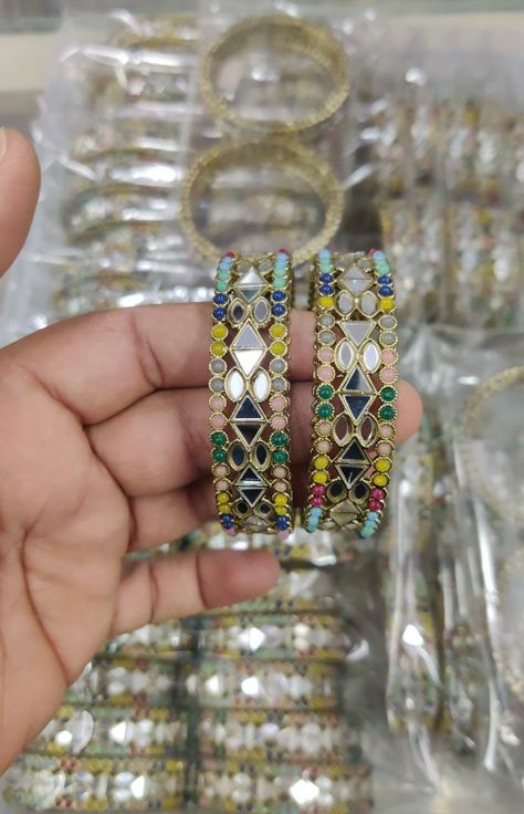 Rs 700net+$ Mirror work bangels🕉️ 2.42.62.8 size Mirror Work Bangles, Mirror Bangles, Bridal Anklet, Mirror Work, Diy Fashion, Anklets, Bangles, Beaded Bracelets, Mirror