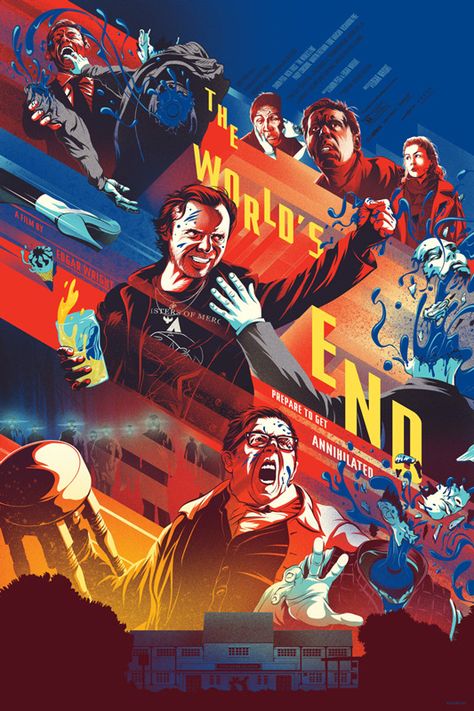 World's End - Kevin Tong ---- The Worlds End, Omg Posters, Mondo Posters, Worlds End, Edgar Wright, Simon Pegg, Alternative Movie Posters, Film Art, Canvas Print Display