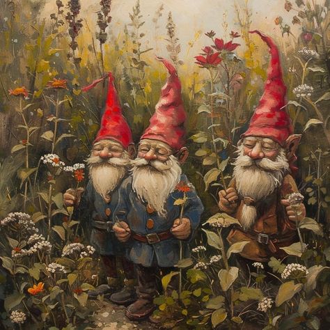 Vintage Garden Gnomes, Gnome Aesthetic, Norwegian Decor, Gnomes Art, Evil Gnome, Magic Realms, Gnome Village, Santa Art, Gnome House